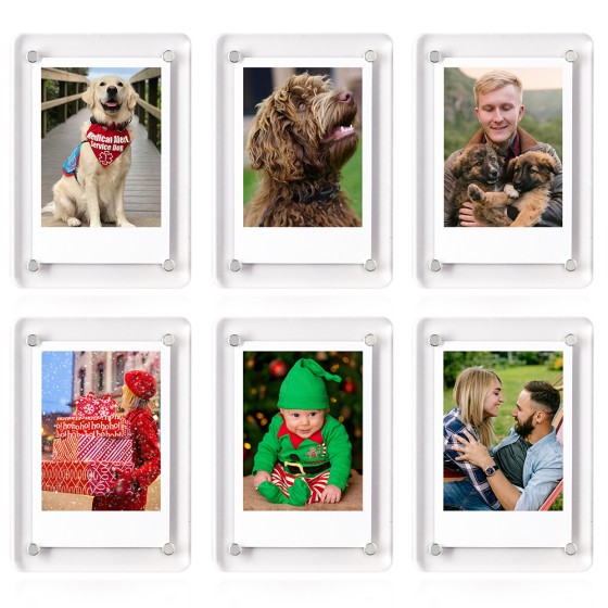 Magnetic Refrigerator Mini Picture Frames, 2.36x3.54 Acrylic Magnetic Clear Photo Frames, 2x3 Mini Film Picture Compatible with Instax/Polaroid Camera for Fridge/Locker/Wall, 6 Pack